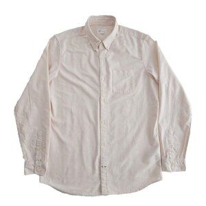 GAP Shirt Men's L Tall Pink Stripes Oxford Standard Fit Stretch Long Sleeves EUC